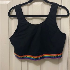 TomboyX Black Rainbow Sports Bra